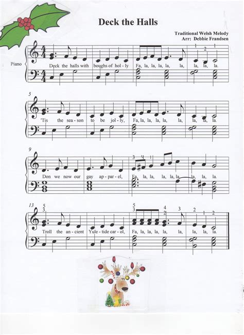 deck the halls piano sheet music